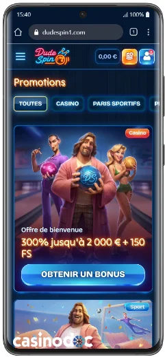 interface mobile sur dudespin