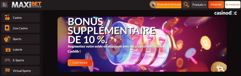 inscription étape 1 maxibet casino
