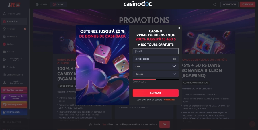 Activation bonus de bienvenue 200%