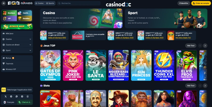 Ego Games bonus 200% 1er dépôt