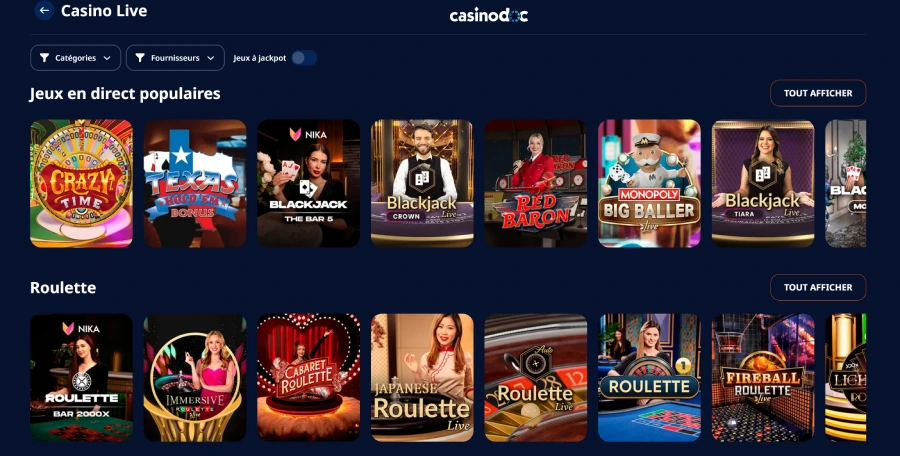 Jeux de casino en direct Nika Casino