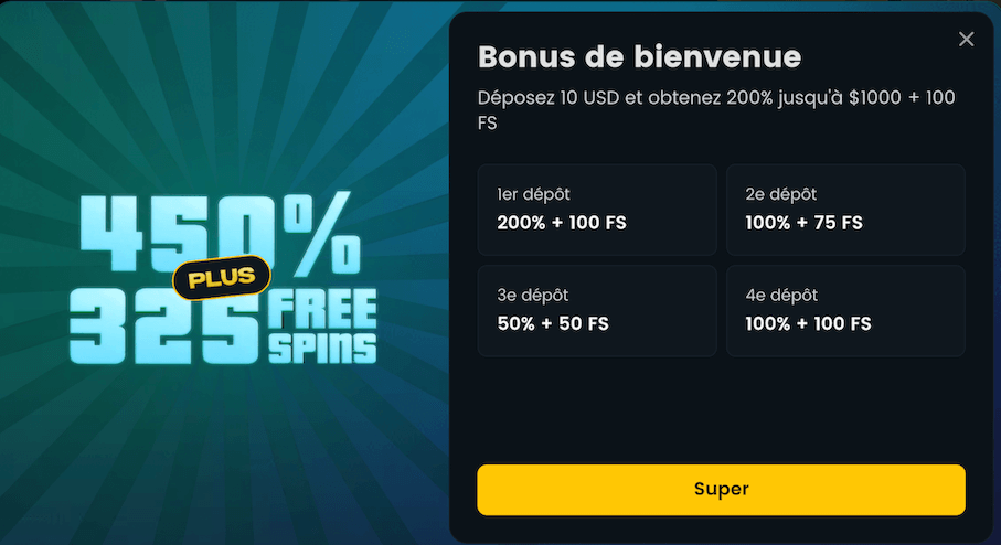 Bonus de 400% de Snatch Casino