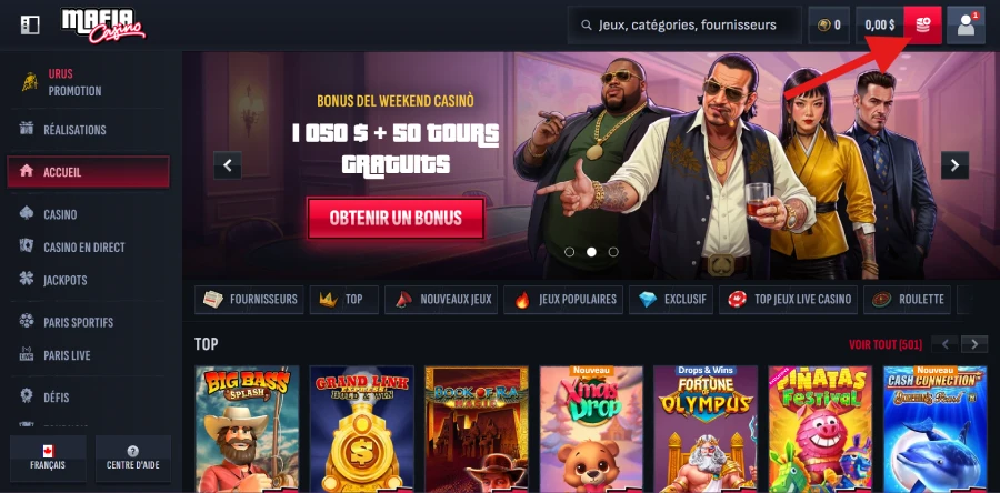icône de dépôt mafia casino