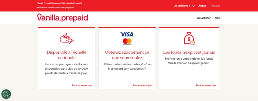 page d'accueil vanilla