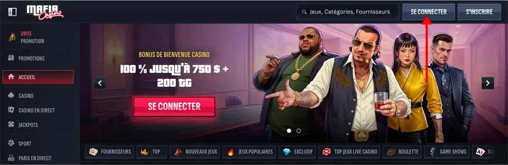 connexion au casino