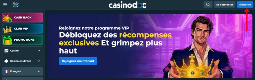 inscription étape 1 rollyspin casino