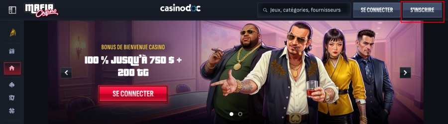 mafia casino ca inscription étape1