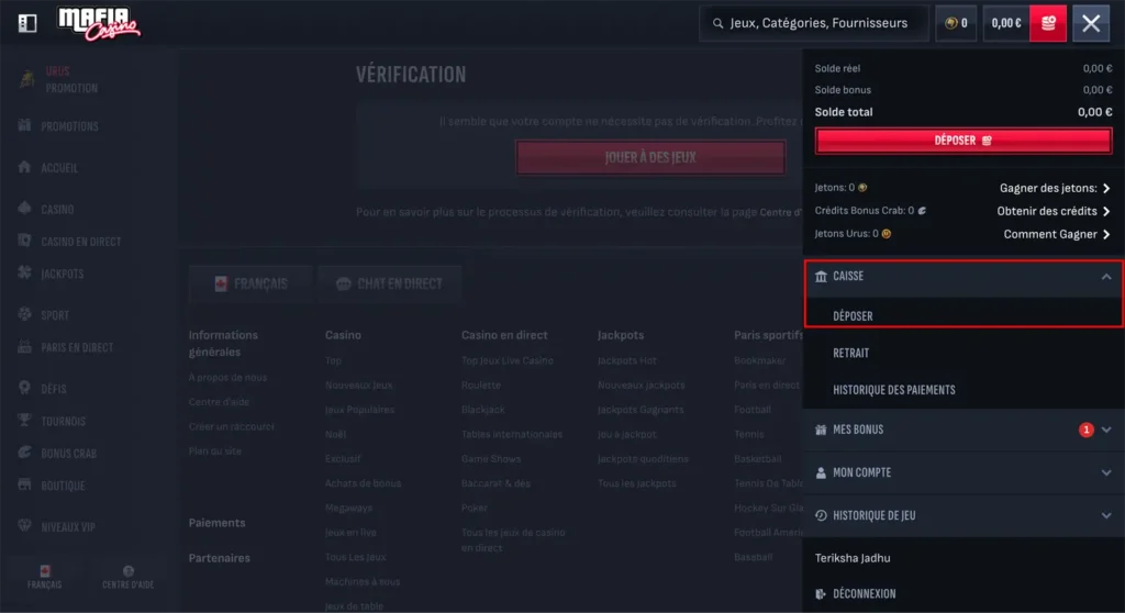 page des dépôt minimum 10 dollars