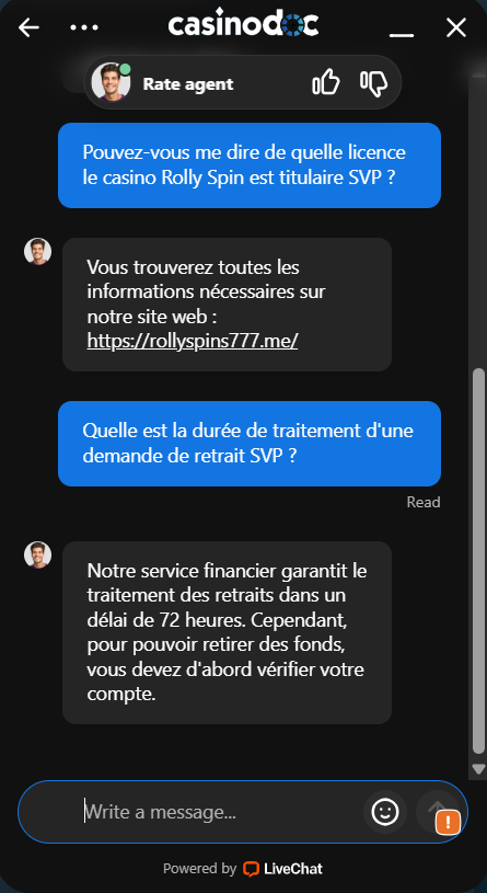 service client rollyspin casino