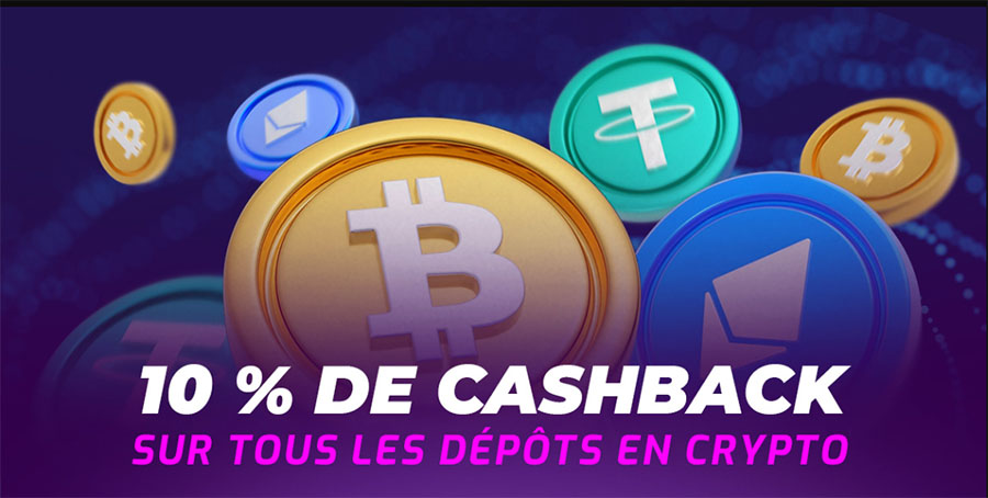 10% de cashback sur tous les dépôts en crypto