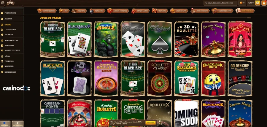 Jeux de table sur Lizaro