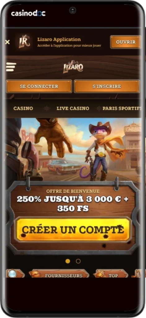 Lizaro Casino sur mobile