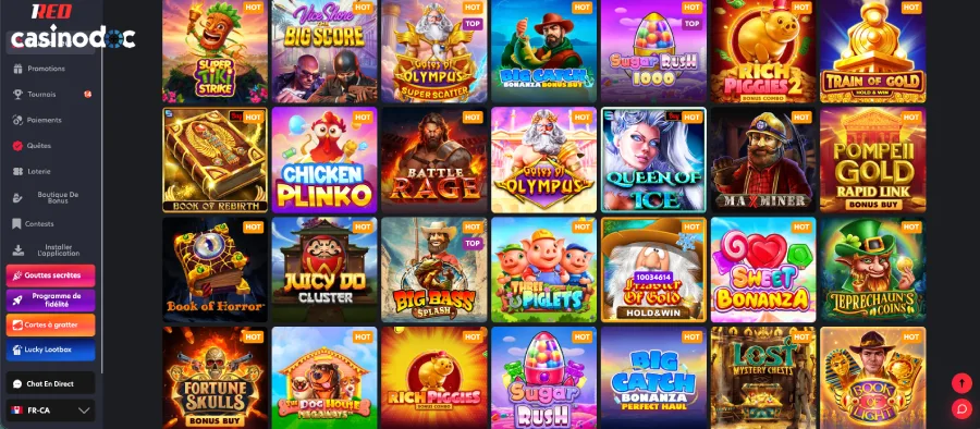 Machines à sous et Jackpot sur 1Red