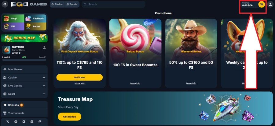 Retrait avec Amex sur casino étape 1