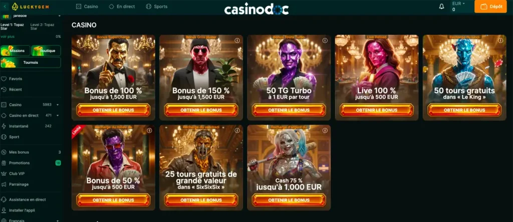 autres promotions luckygem casino