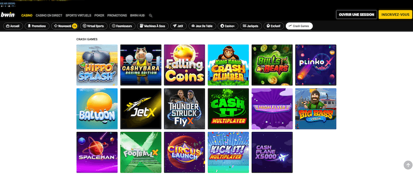 crash game sur le casino belge Bwin