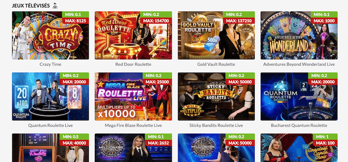 Game shows sur le casino suisse 7Melons