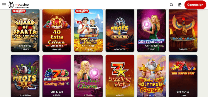 Machines à sous sur le casino suisse MyCasino