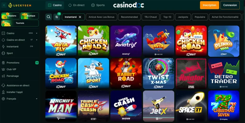 mini jeux luckygem casino