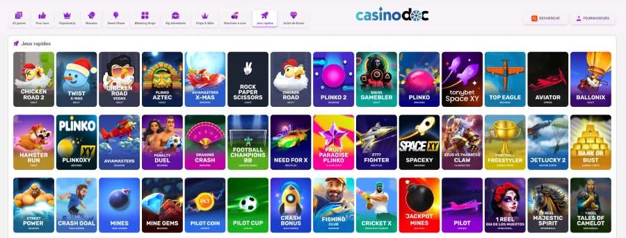 mini jeux sur tonybet