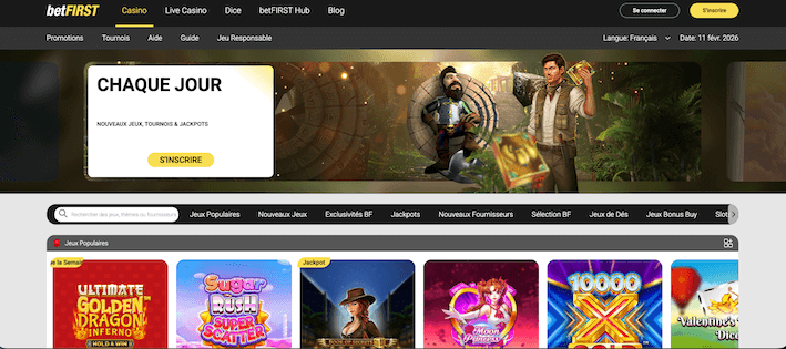 la page d'accueil du casino BetFirst