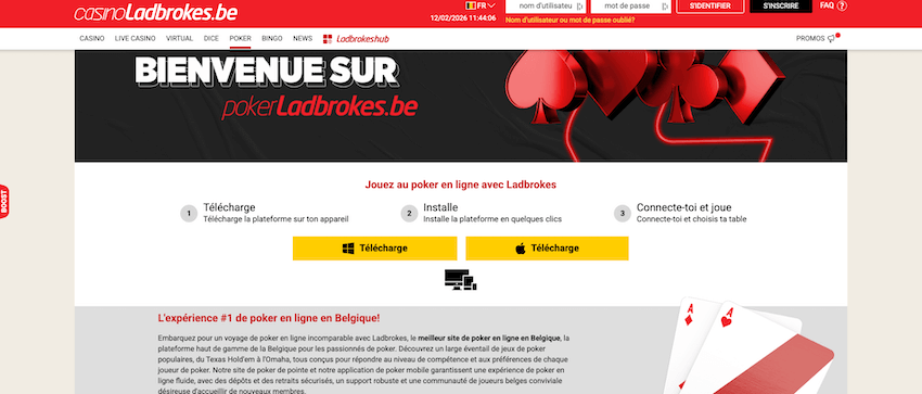 poker sur le casino belge Ladbrokes