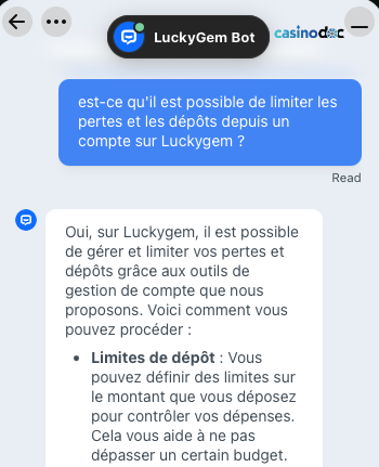 service client luckygem casino