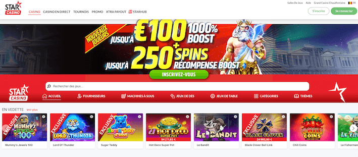 Page d'accueil de Starcasino