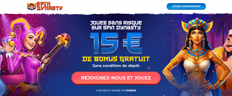 bonus sans dépôt spin dynasty