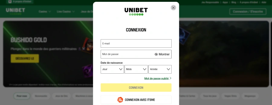 connexion au compte unibet belgique