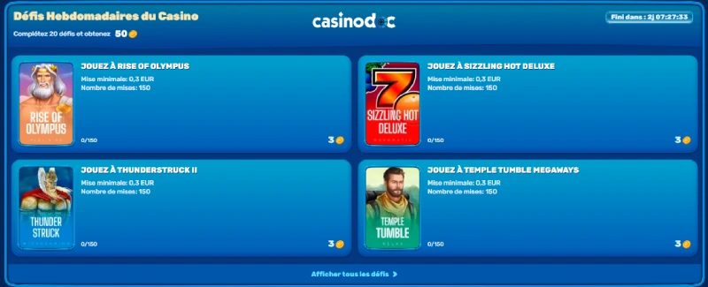 défis casino sur spinfin