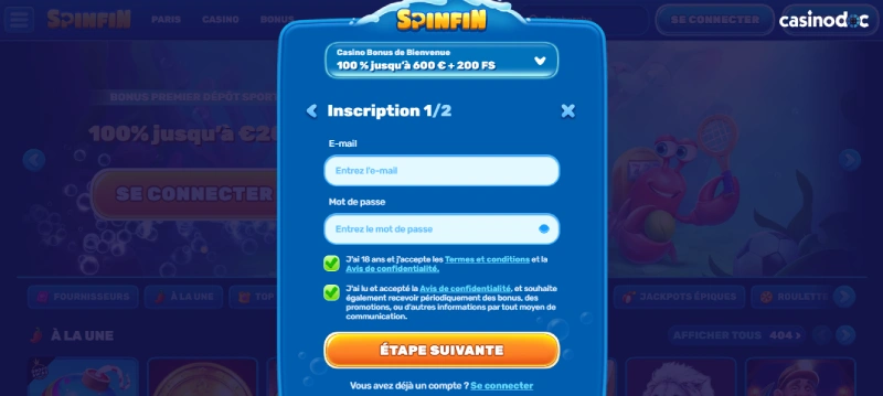 inscription étape 3 spinfin