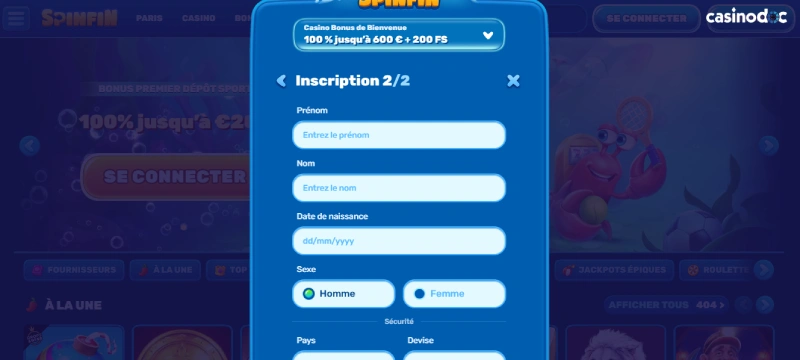 inscription étape 4 spinfin