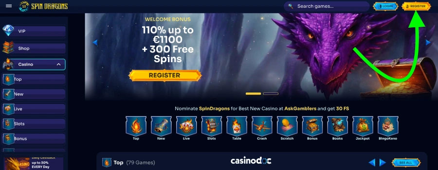 étape 1 inscription sur spindragons