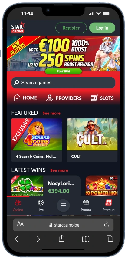 interface mobile star casino