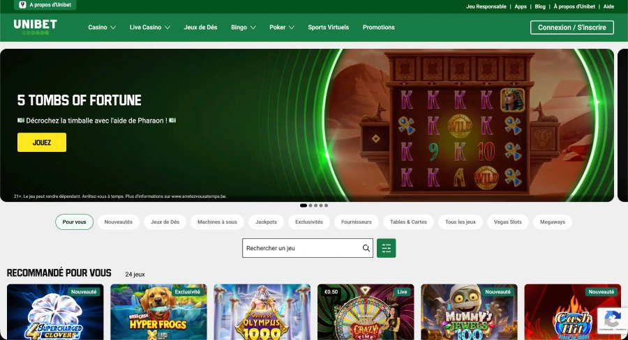 page accueil casino unibet