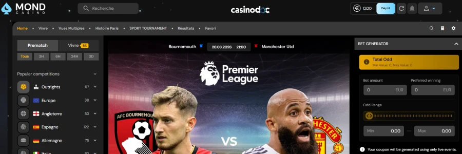 les paris sportifs sur MondCasino