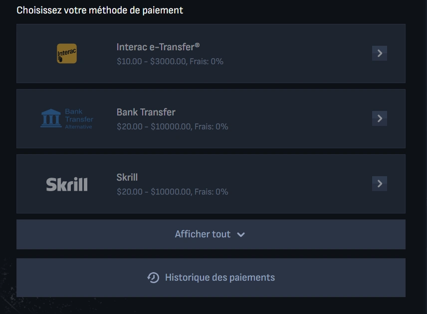 retrait Interac étape 3 sur Mafia Casino