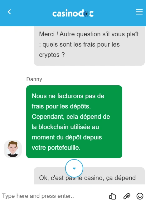 service client sur MondCasino