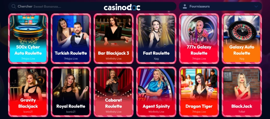 jeux de casino en direct sur gambiva