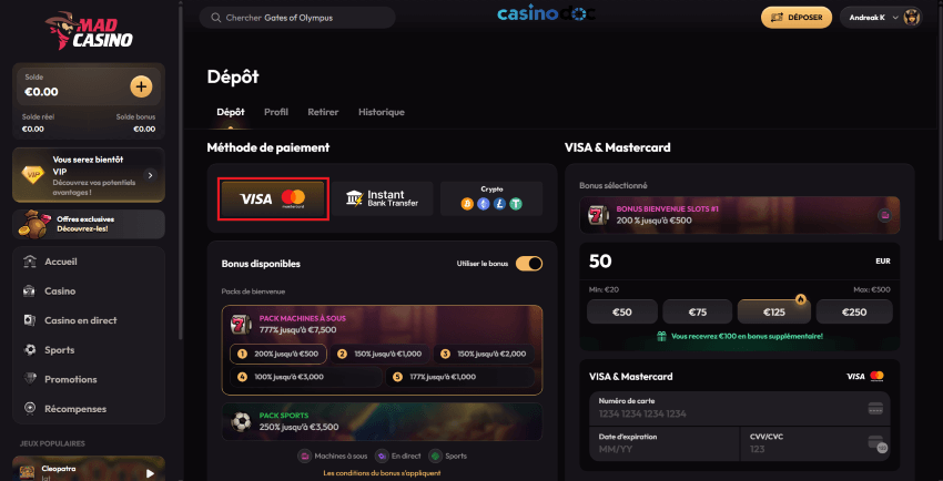 mad casino mastercard