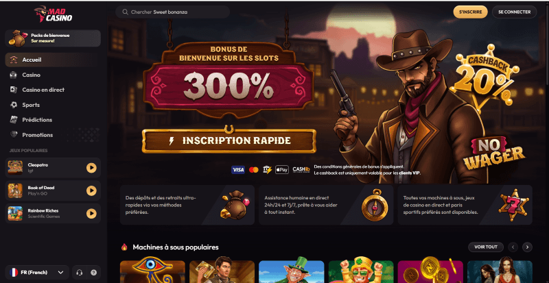 page d'accueil mad casino 