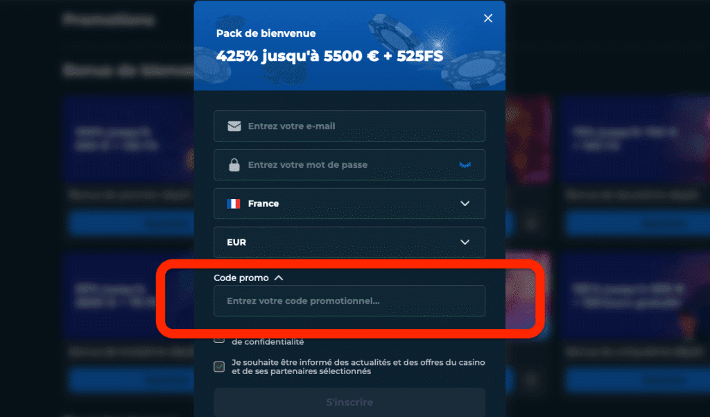 comment activer code promo sur Rolly Spin