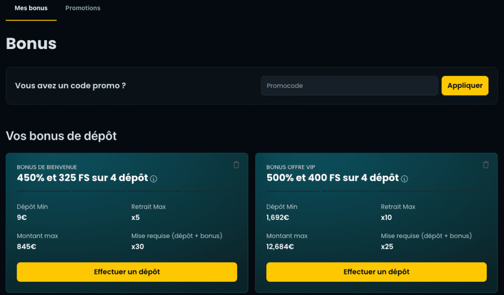 comment activer un code promo sur snatch casino