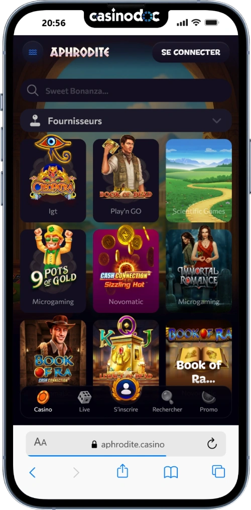 aphrodite casino sur iphone