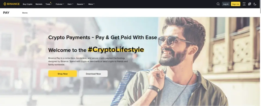 capture d'écran page d'accueil de binance pay