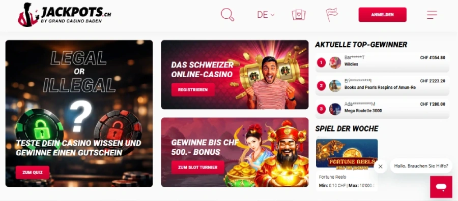 page accueil jackpots-ch yapeal