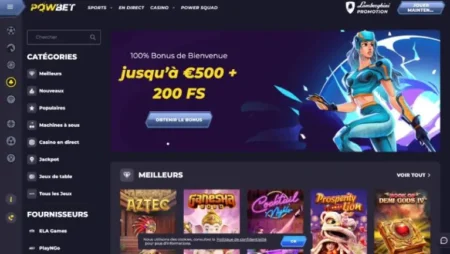 capture d'écran page d'accueil de powbet casino