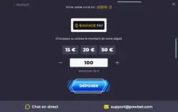 capture d'écran montant dépôt powbet casino