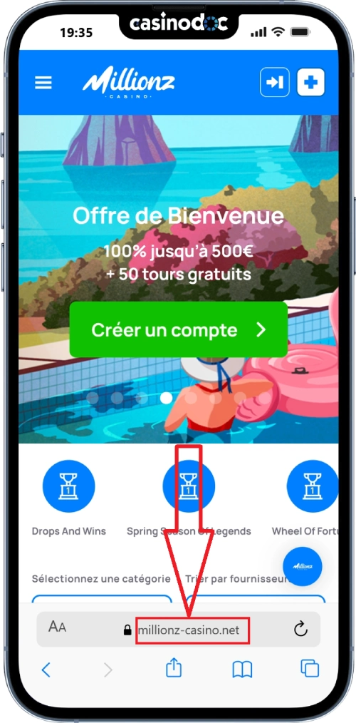 casino raccourci sur iphone étape1